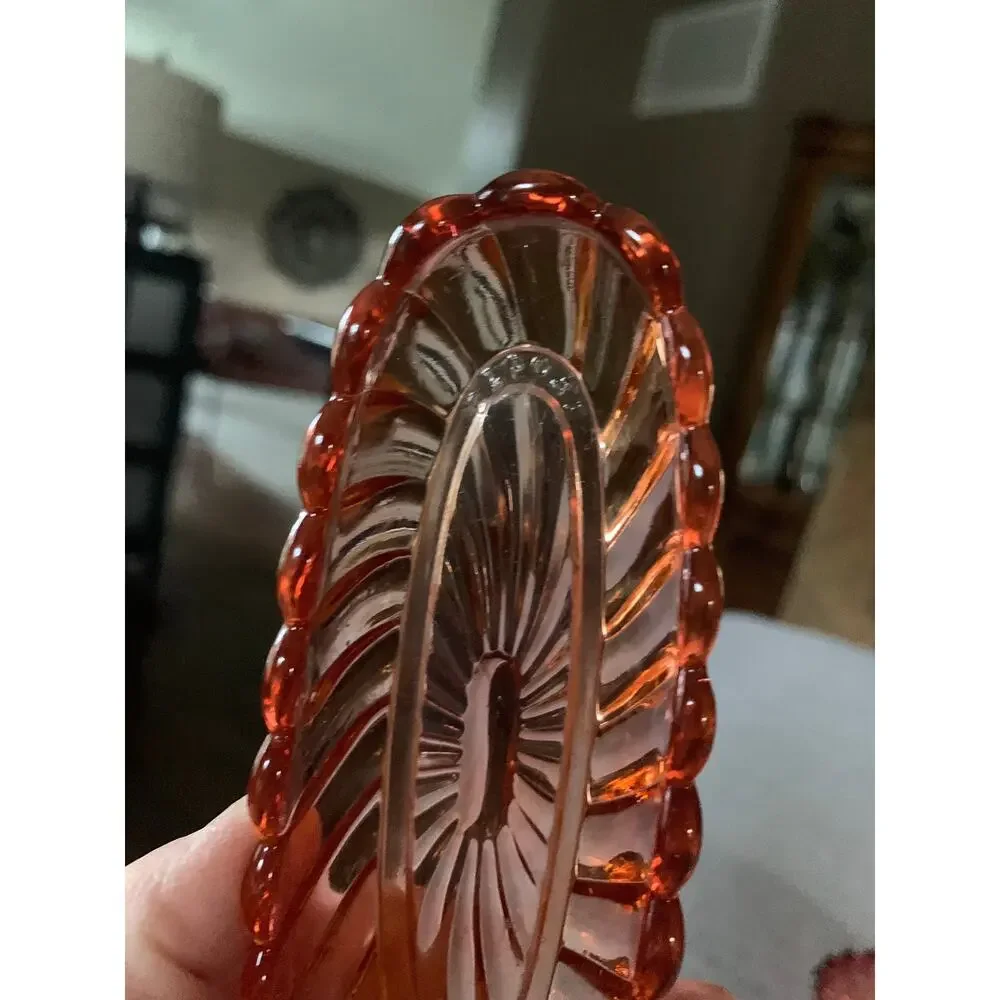 Vintage Baccarat Déposé Dresser Set | Depression Era Cranberry–Amber Glass